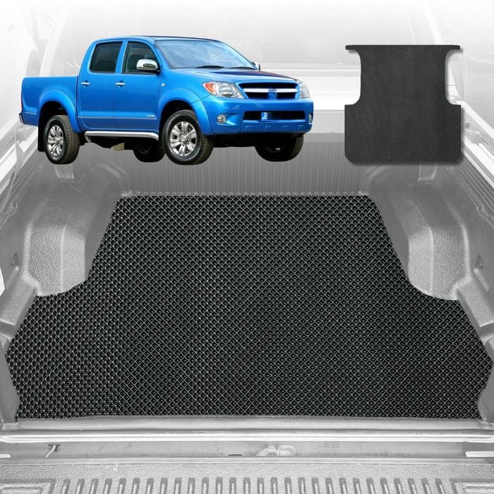 6D Diamond Ute Tub Mat for Toyota Hilux Double Cab 2005-2015 (with spray on liner or no liner)-Black-Outback GT