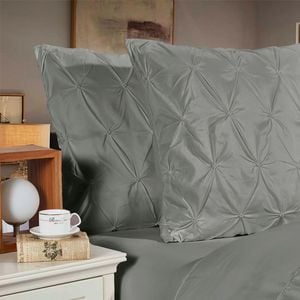 Fabric Fantastic Diamond Pintuck Premium Ultra Soft European Pillowcases 2-Pack - Grey