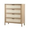 Oikiture 4 Chest of Drawers Rattan Dresser Natural
