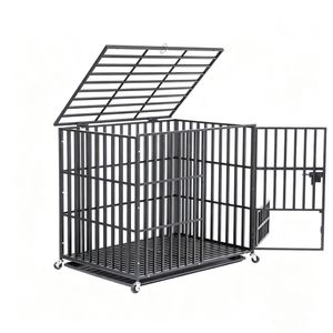 Bingopaw Heavy-Duty Dog Crate Sturdy Iron Pet Kennel with Rolling Wheels 117x84x86.5cm