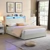 HOMFURN Queen Size Upholstered Bed Frame with 4 Storage Drawers，USB Charging Station and Led Lights.