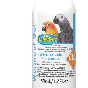 Vetafarm Wormout Gel Water Soluble Bird Wormer for Caged & Aviary Birds 50ml