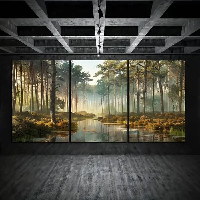 3pcs Forest Panoramic View Tall Trees and Water  Print 100% Australian Made 3 x 40x60cm (Metal Print)