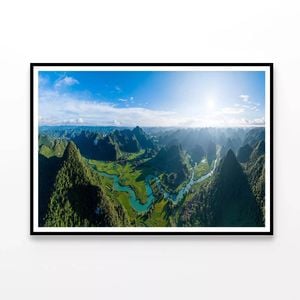Rice Fields with River  Print 100% Australian Made 120x90cm  (Poster)
