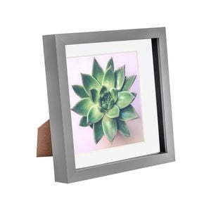Nicola Spring Acrylic 3D Box Photo Frame with 6" x 6" Mount - 8" x 8"  - Grey