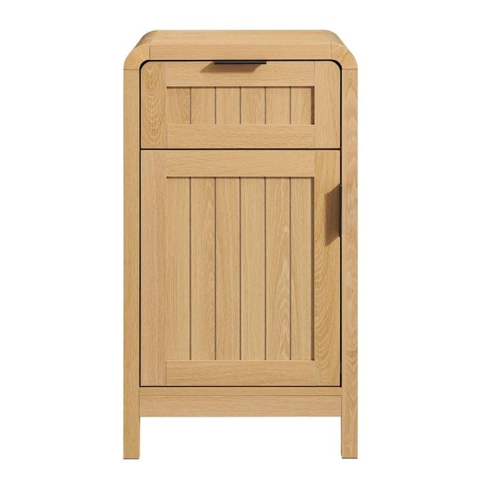 Design Square Aziel Wooden Nightstand Bedside Table Cabinet 1-Drawer 1-Door Oak
