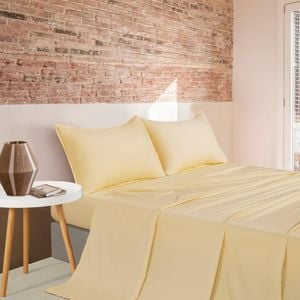 Cleverpolly Vintage Washed Microfibre Sheet Set - Butter - King Single