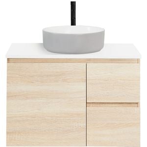 CIBO 750mm Coast Veneer Nordic Wall Hung Bathroom Vanity With Light Grey / White Countertop Basin
