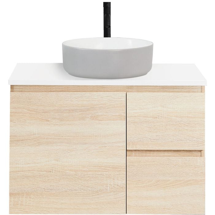 CIBO 750mm Coast Veneer Nordic Wall Hung Bathroom Vanity With Light Grey / White Countertop Basin