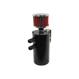 Calflow 0.5 Litre Round Black Aluminium Oil Catch Tank With Breather