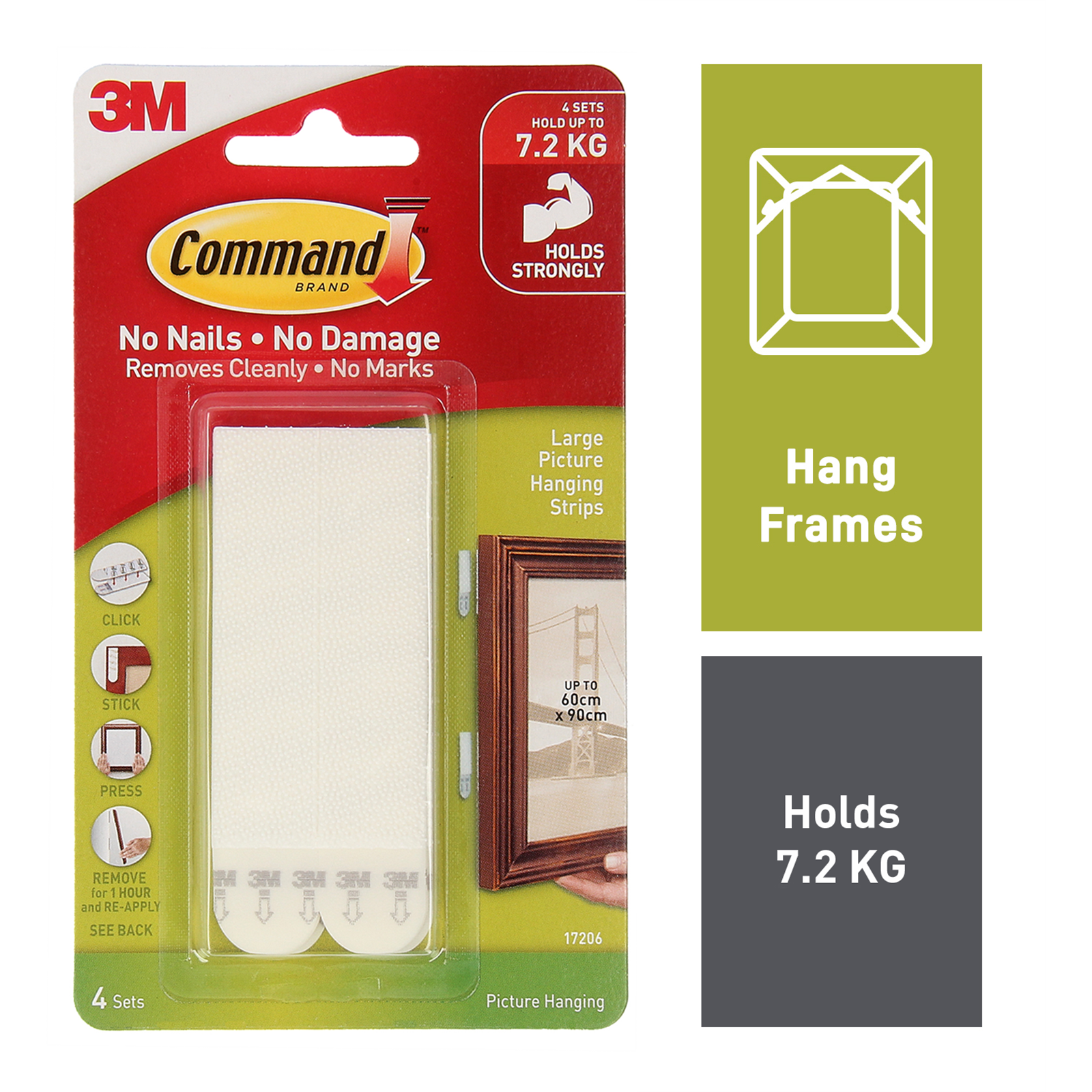 Command Large White Adhesive Picture Hanging Strips 4 Pack Bunnings Australia