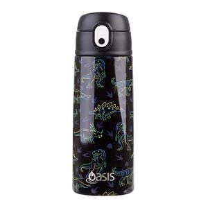 Oasis Stainless Steel Insulated Kids Drink Bottle w/Straw 550ml Neon Dinosaurs