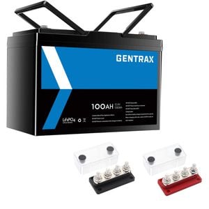 Gentrax 12v 100ah Lithium Battery + 4 Gang 300a Bus Bar