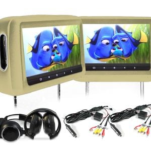 Elinz 2X10.1" HD Headrest Car DVD Player Monitor Pillow BEIGE