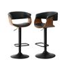 Oikiture 2x Bar Stools With Armrest Leather Black