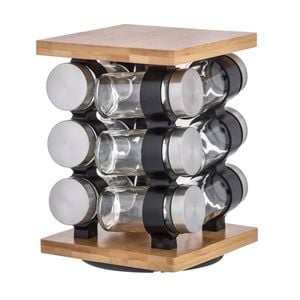12pc Davis & Waddell Romano Spice Jar Set w/ Rack 21cm - Natural/Clear