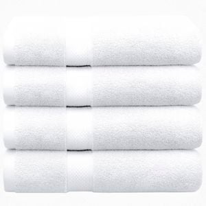 LINENOVA 4PCS 100% Cotton Extra Large Soft Bath Towels Sheets Set - White