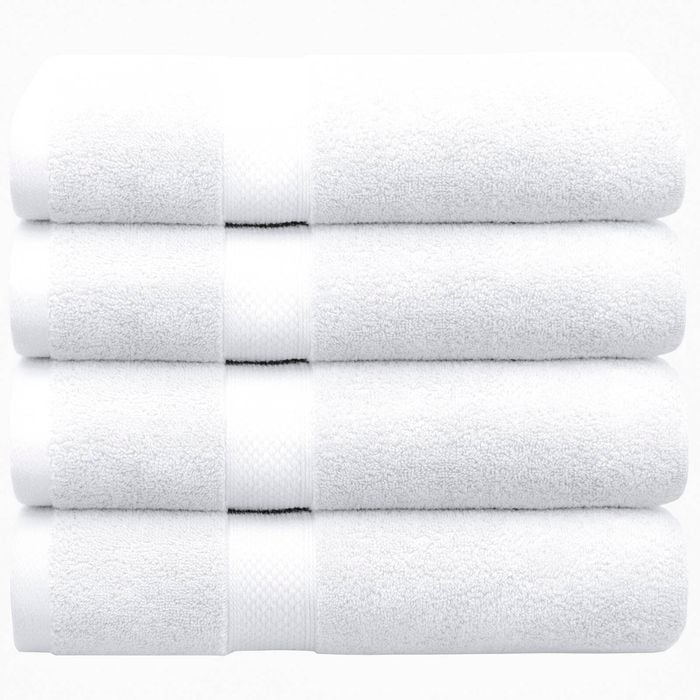 LINENOVA 4PCS 100% Cotton Extra Large Soft Bath Towels Sheets Set - White