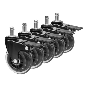 5 Pcs Locking Office Chair Casters 360 Swivel Wheels Heavy Duty Pu Floor Protecting Replacement Castors