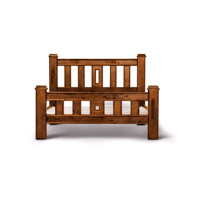 Umber 4pc Queen Bed Frame Suite Bedside Tallboy Furniture Package - Dark Brown