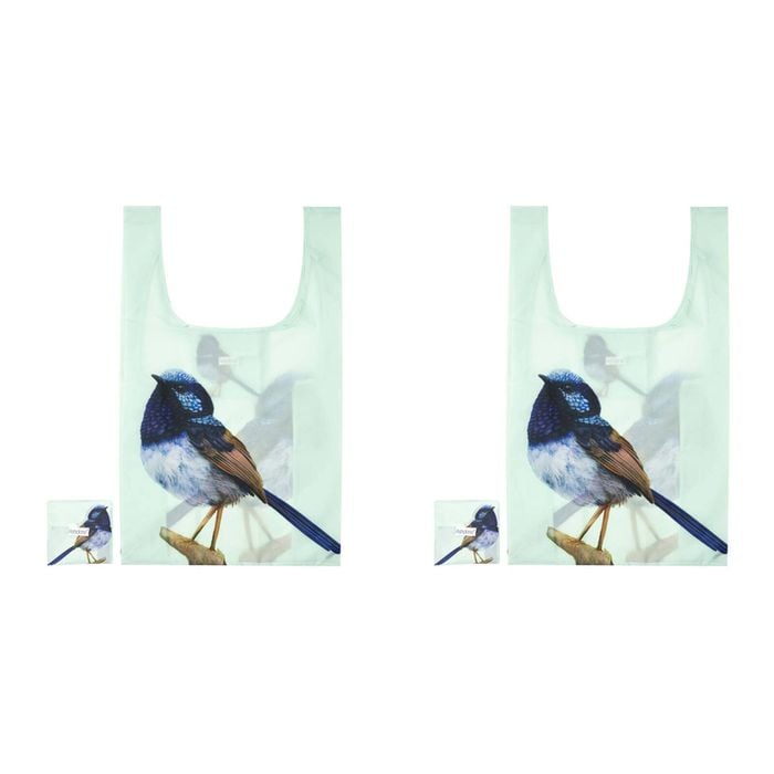 2PK Ashdene Plastic 64x36cm Modern Birds Wren Shopping Bag