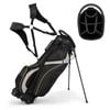 Costway Portable Golf Stand Bag Golf Club Cart Bag w/8 Dividers & Rain Hood Black