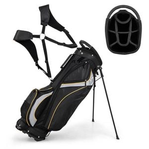 Costway Portable Golf Stand Bag Golf Club Cart Bag W/8 Dividers & Rain Hood Black