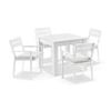 Santorini Outdoor 4 Seater Square Aluminium Dining Table White With Chairs & Textured Olefin Grey Cushions