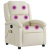 vidaXL Massage Recliner Chair Reclining Armchair Single Sofa Cream Faux Leather