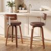 Advwin Bar Stools Set of 2 Kitchen Stools with Back and Metal Footrest Swivel Counter Stools Brown