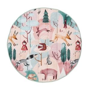 Linen House Kids 200gsm folk Woodland Reversible Play Mat Round Cotton 120cm