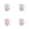 4PK Gibson Gifts Roses & Dandelion Tasseled Ceramic Coffee Mug w/ Box