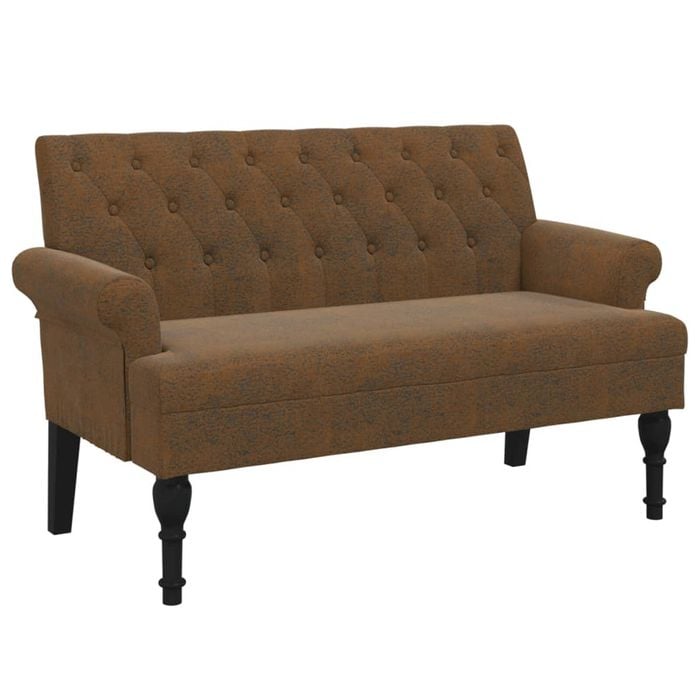 vidaXL Bench with Backrest Bench Seat Hall Bench Brown Faux Suede Leather