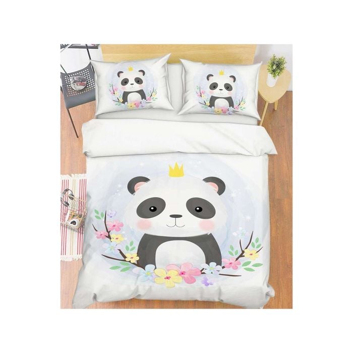 3D Cartoon Panda Petals 87 Bed Pillowcases Quilt Queen Size
