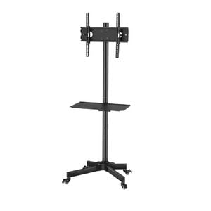Provecta Adjustable Mobile TV Floor Stand With Shelf 30"–60" Screen Bracket Mount Black