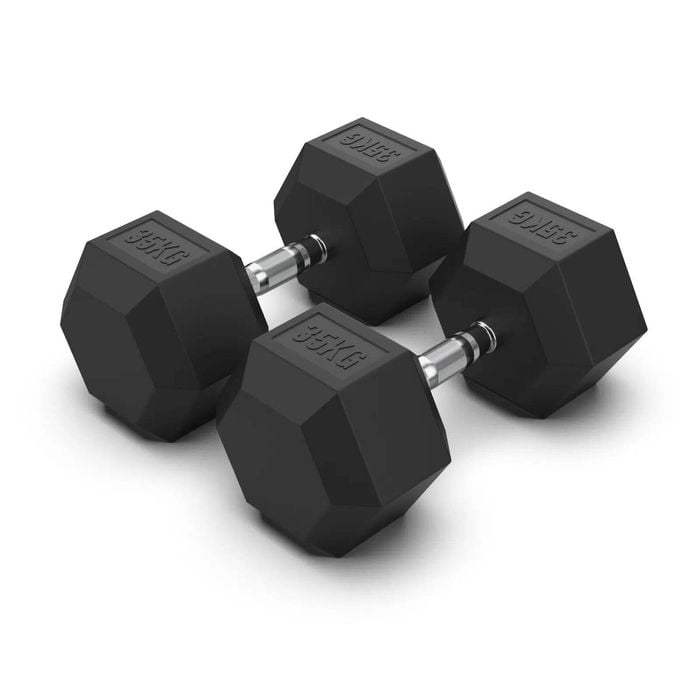 Brixx 35kg Rubber Hex Dumbbells (sold In Pairs)