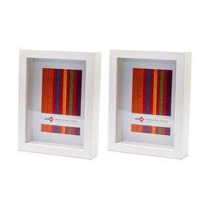 2x Unigift Shadow Box Photo and Artwork Wooden Frame 5x7"/13x18cm - White