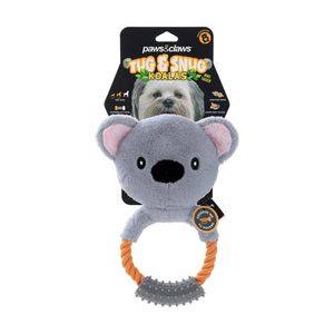 Paws And Claws Plush Koala Rope Ring Tugger Pet Dog Toy Squeak 20x12x1.5cm