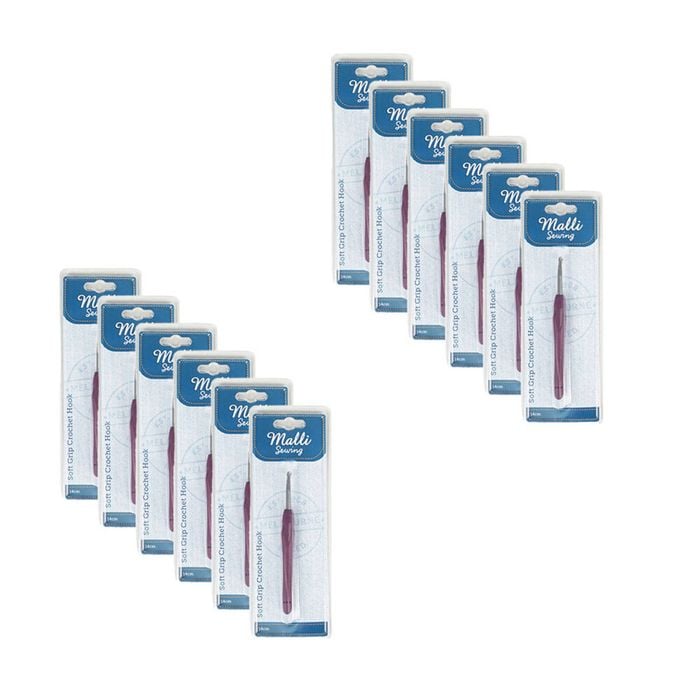 12pk Malli Metal/plastic Soft Grip Crochet Hook Yarn Knitting Tools 140mm
