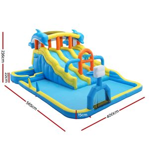 Keezi Inflatable Splash Kids Pool Water Slide Play Park Basketball Hoop Football Blower 4m x 5.65m