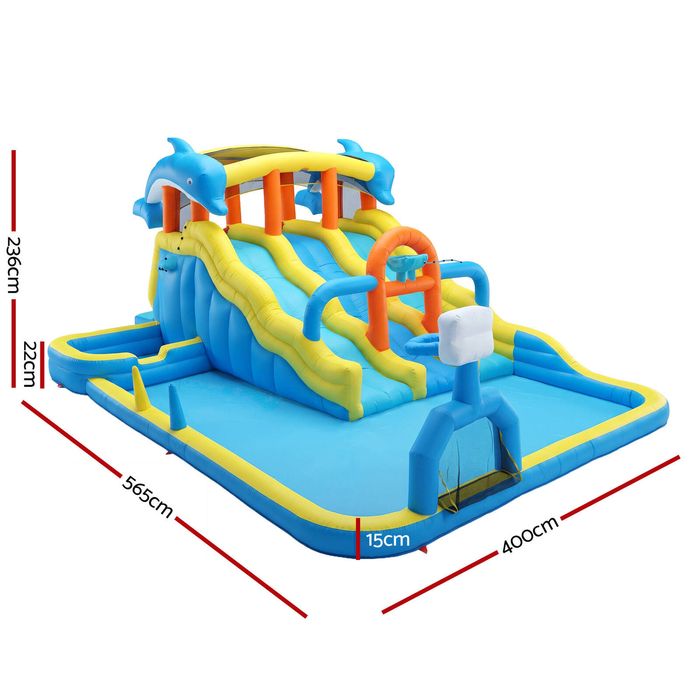 Keezi Inflatable Splash Kids Pool Water Slide Play Park Basketball Hoop Football Blower 4m x 5.65m