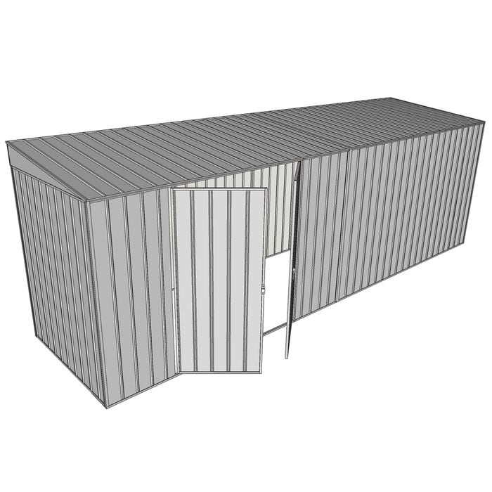 Build-a-Shed 1.5 x 6 x 2m Skillion Double Hinged Side Doors Shed - Zinc
