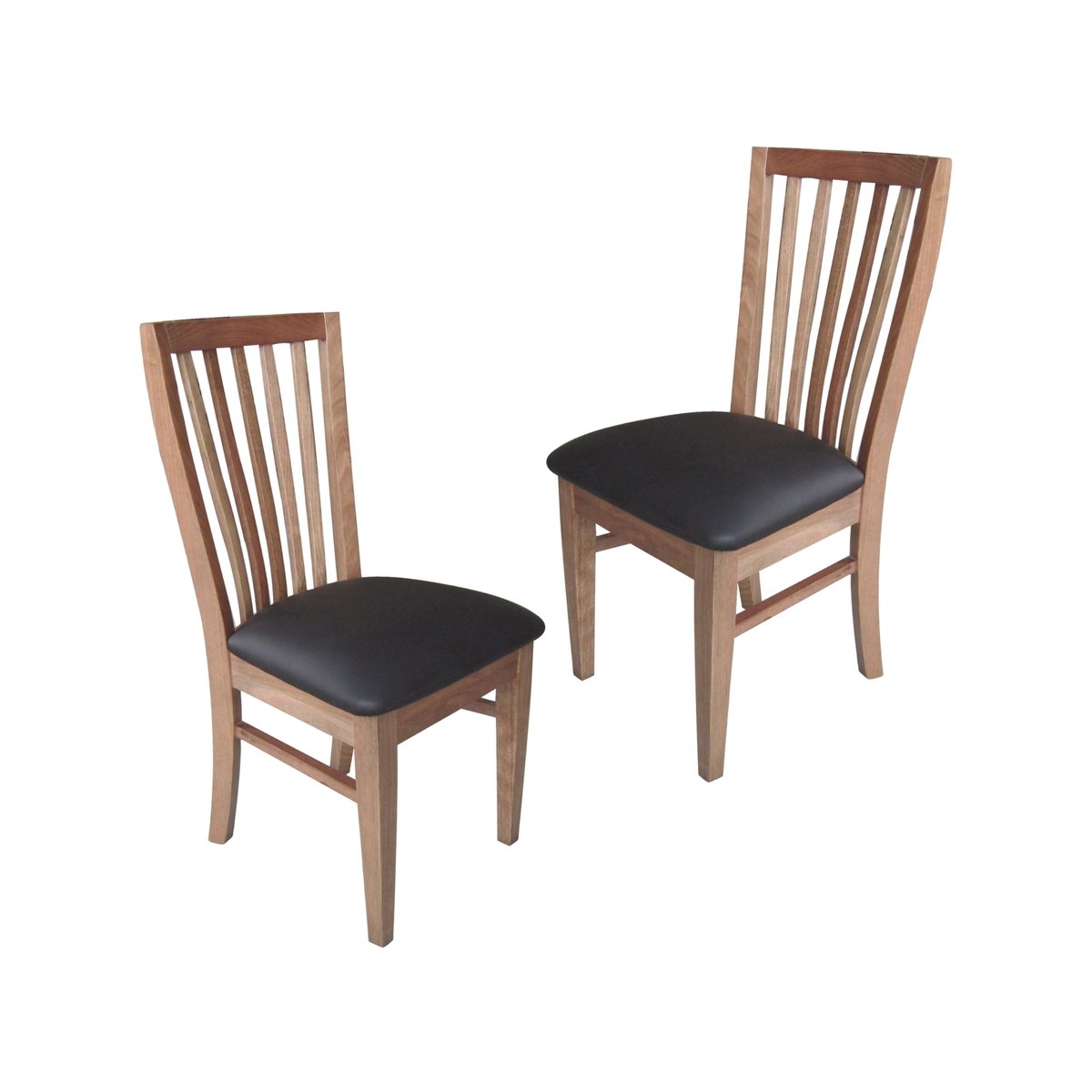 Fairmont 2pc Set Dining Chair PU Leather Seat Slat Back Solid Oak ...