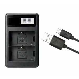 Lp-e6 Dual Slot Camera Battery Charger, Lcd Display, Compatible With Canon Eos 6d 7d 70d 60d 5d Mark Iii Mark Ii Slr