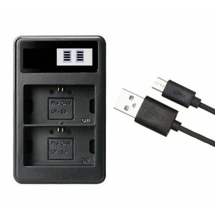 Lp-e6 Dual Slot Camera Battery Charger, Lcd Display, Compatible With Canon Eos 6d 7d 70d 60d 5d Mark Iii Mark Ii Slr