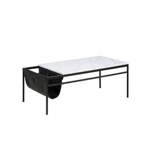 Modern Furniture DARIEN Marble Coffee Table 115cm - White & Black