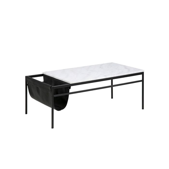 Modern Furniture DARIEN Marble Coffee Table 115cm - White & Black