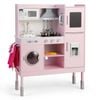 Costway Pretend Play Kitchen Kitchen Playset Toy Gift w/Range Hood Pink
