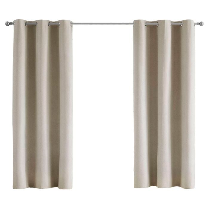 Mollers 120 x 223cm Natural Ash Single Blockout Eyelet Curtain