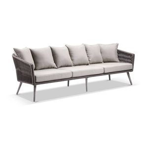 Herman Outdoor 3 Seater Rope And Aluminium Lounge - Walnut